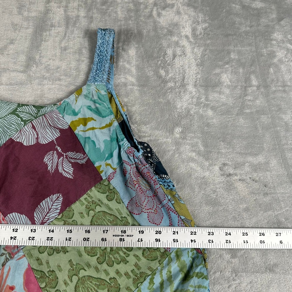 Advance Patchwork Midi Dress Womens OS Blue Floral Crochet Trim Boho Cottagecore - Picture 7 of 8